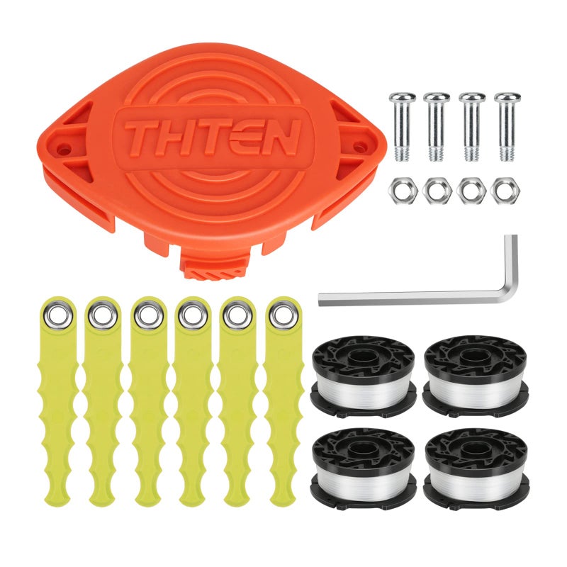THTEN AF-100 String Trimmer Spool Compatible with Black and Decker GH600 GH900 LST201 LSTE525 BESTA510 30ft 0.065" Refills Line AFS Weed Eater Edger with RC-100-P Spool Cap Covers 6+2 - Image 1